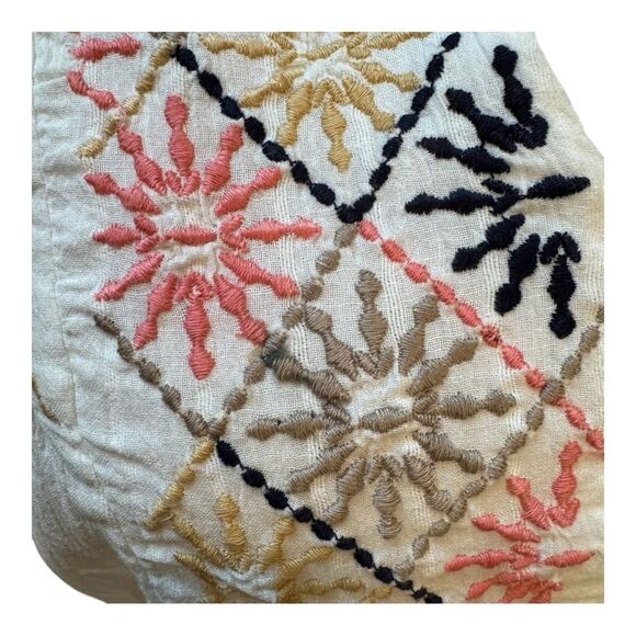 PROJECT EVE Embroidered Tunic Top Off White Bell Sleeve Cotton Women's M - Picture 2 of 10